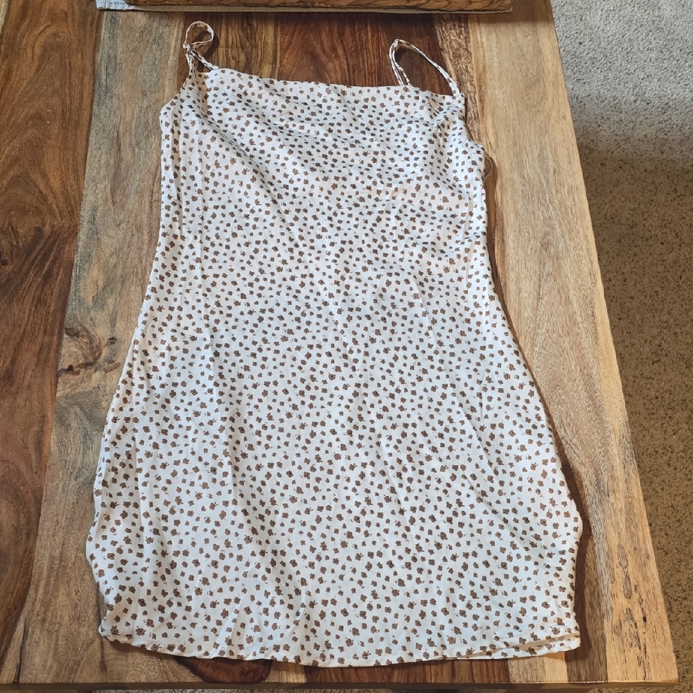 Dress Forum Cream and Brown Mini Dress